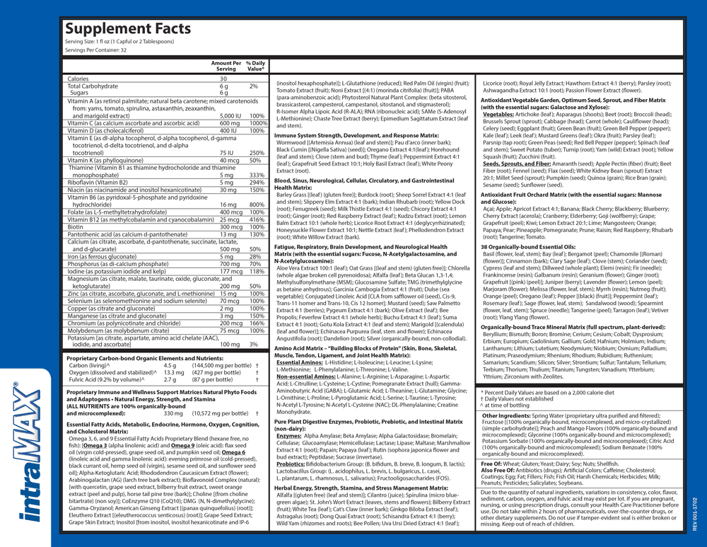 intraMax Organic Adult Multivitamin Supplement Facts